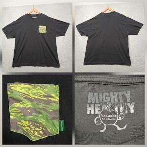 Mighty Healthy Shirt Mens XXL Black Short Sleeve Camo Pocket Graphic Skate Tee